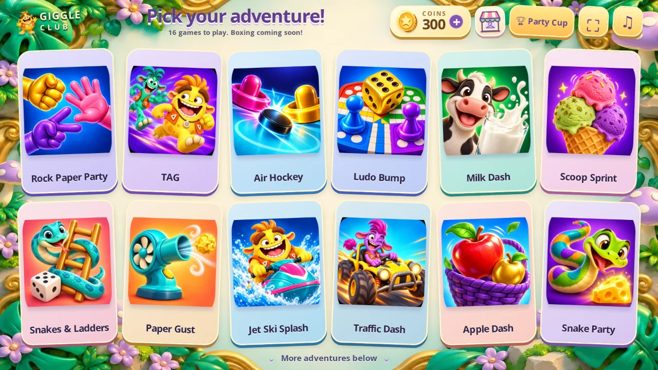 Actual Giggle Club game selection screen